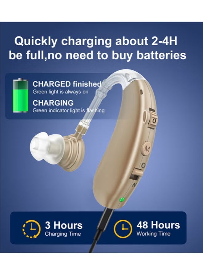 Hearing Aid Rechargeable with Noise Cancelling, Digital Invisible Hearing Amplifier Aids with Volume Control - Image 2